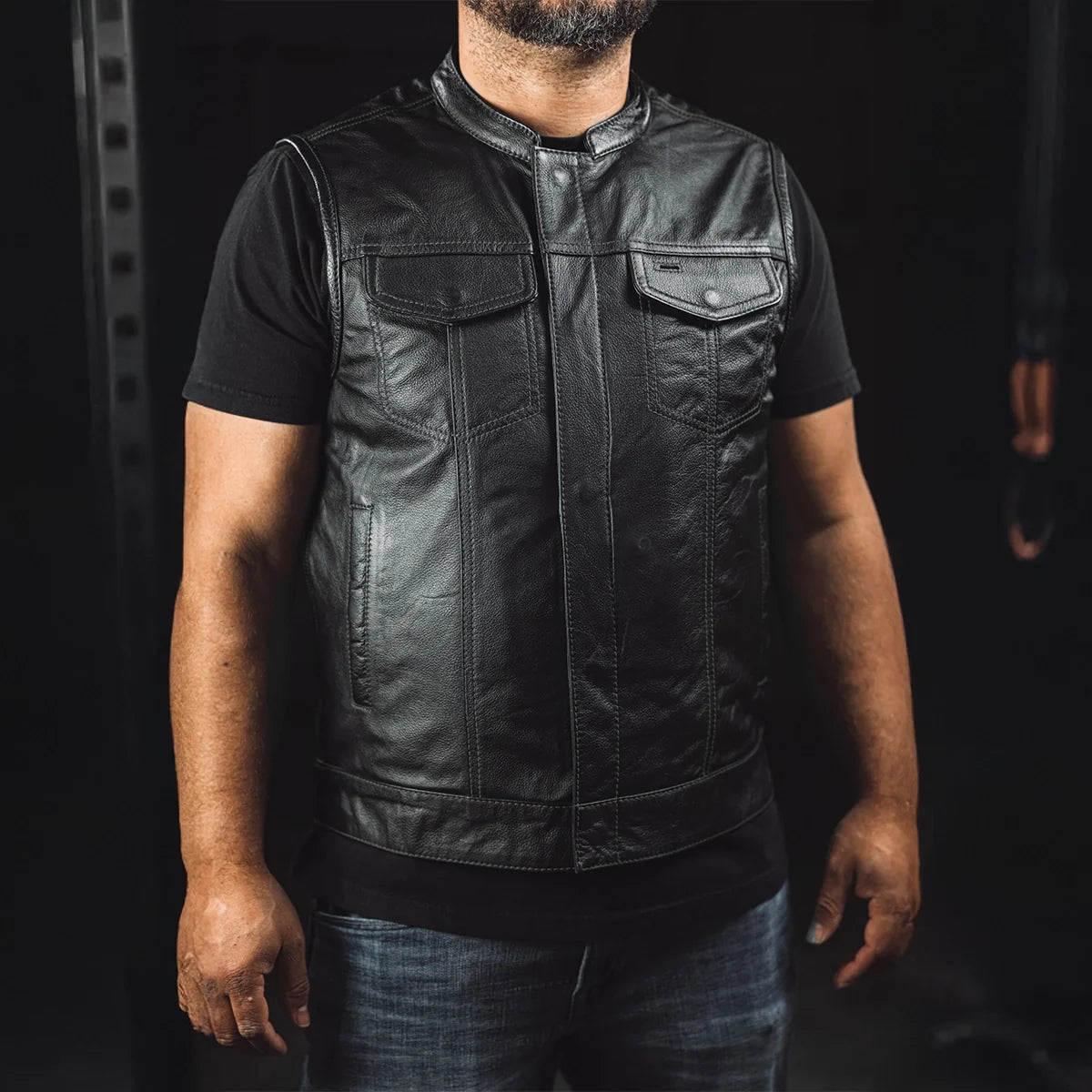 Blaster Men's Leather Motorcycle Vest
