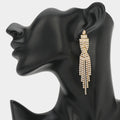 Rhinestone Tassel Drop Evening Earrings