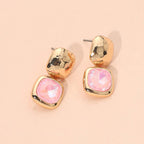 Geometric Square Stone Drop Earrings