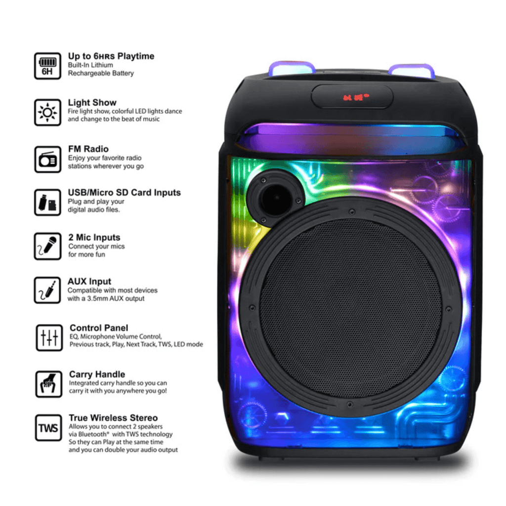 IQ Sound CYBER FLEX8 8-Inch Portable Bluetooth Speaker