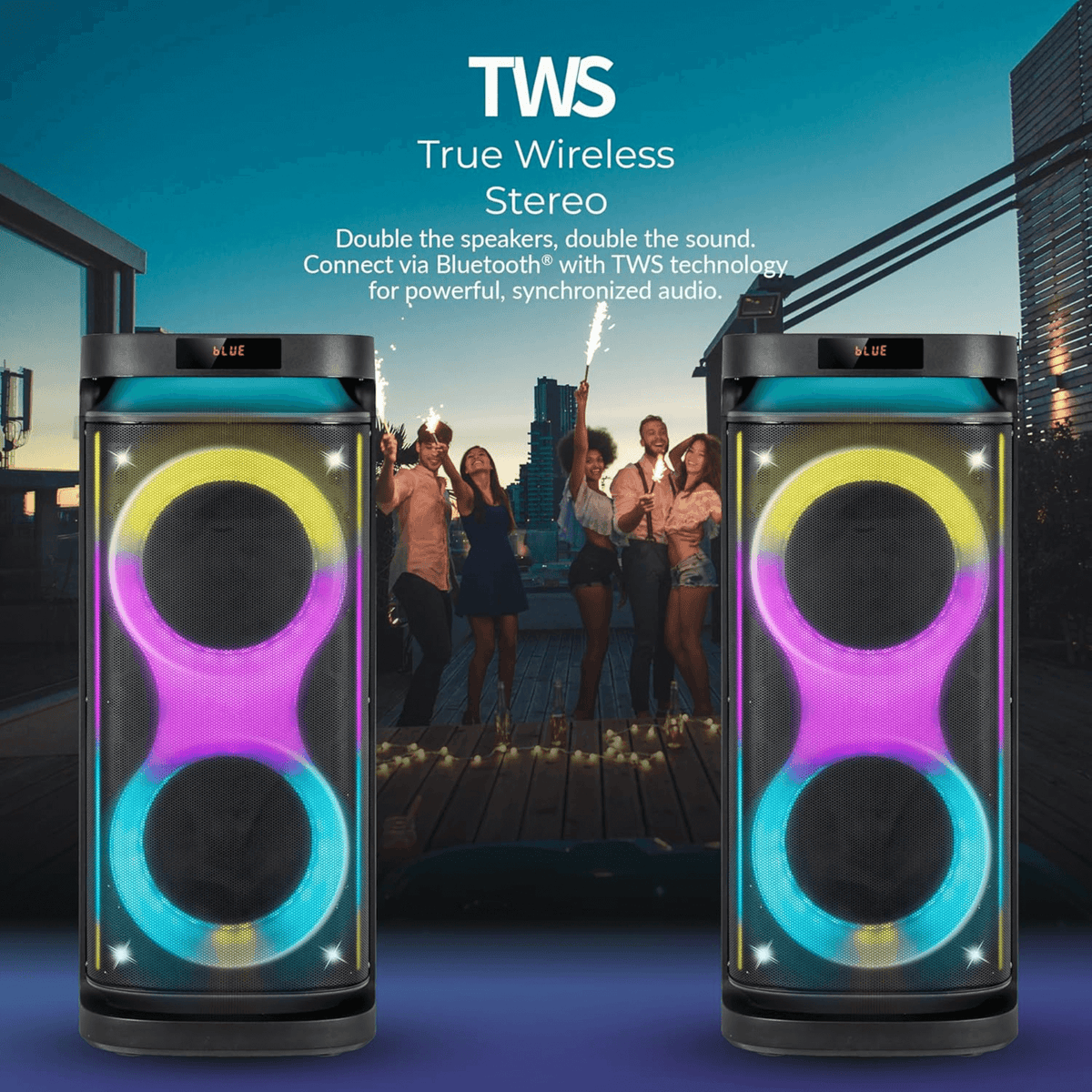 IQ Sound 2x10-Inch Portable Bluetooth DJ Speaker