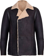 Men’s Double Breasted Real Leather Jacket With Fur