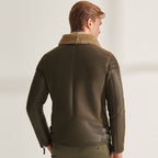 Men’s Green RAF Shearling Airforce Sheepskin Aviator Leather Jacket