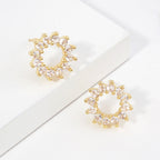 14K Gold Dipped CZ Open Circle Stud Earrings