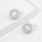 14K Gold Dipped CZ Open Circle Stud Earrings
