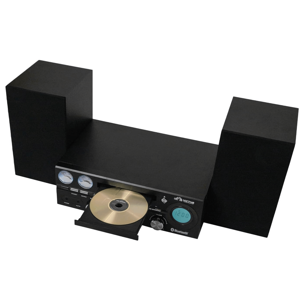 Victor Milwaukee 50W Desktop CD Stereo System w Bluetooth, CD Player & FM Radio