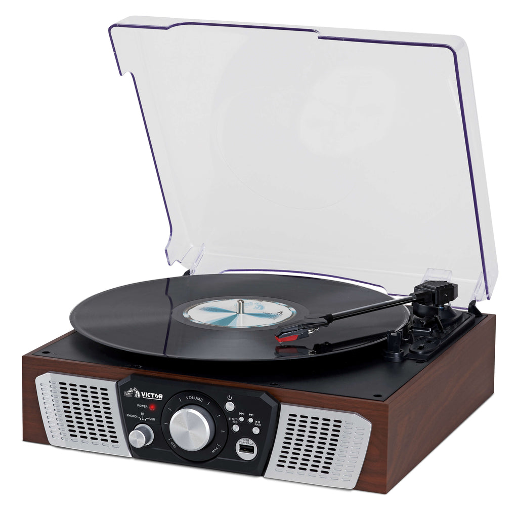 Victor Lakeshore 5-in-1 Hybrid Bluetooth Turntable System w USB and RCA Output