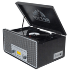 Victor Monument 8-in-1 Wood Music Center with 3-Speed Turntable & Dual Bluetooth