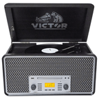 Victor Monument 8-in-1 Wood Music Center with 3-Speed Turntable & Dual Bluetooth