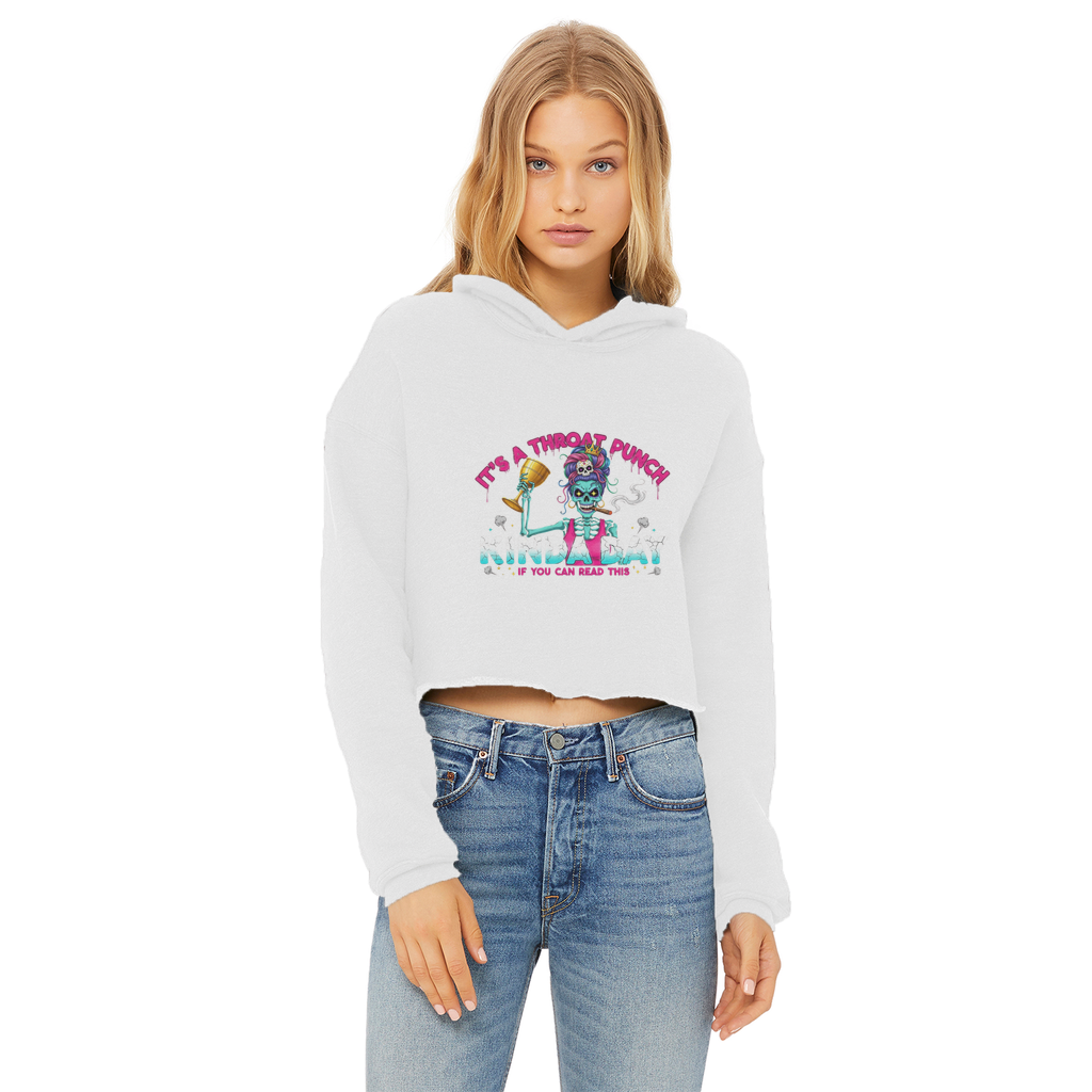 AOP Ladies Cropped Raw Edge Hoodie