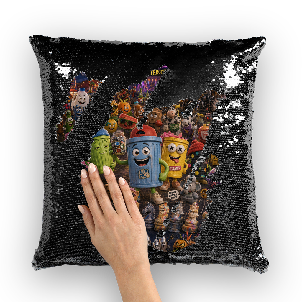 Trash Can Row: Concert for a Lifetime – Sequin Cushion Cover