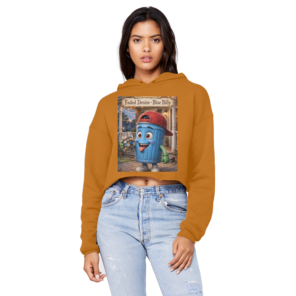 Trash Can Row – Cropped Raw Edge Boyfriend Hoodie