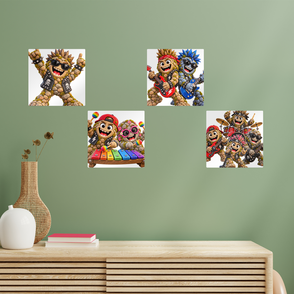 Falling Rocks Collection Square Wall Tiles Set of 4