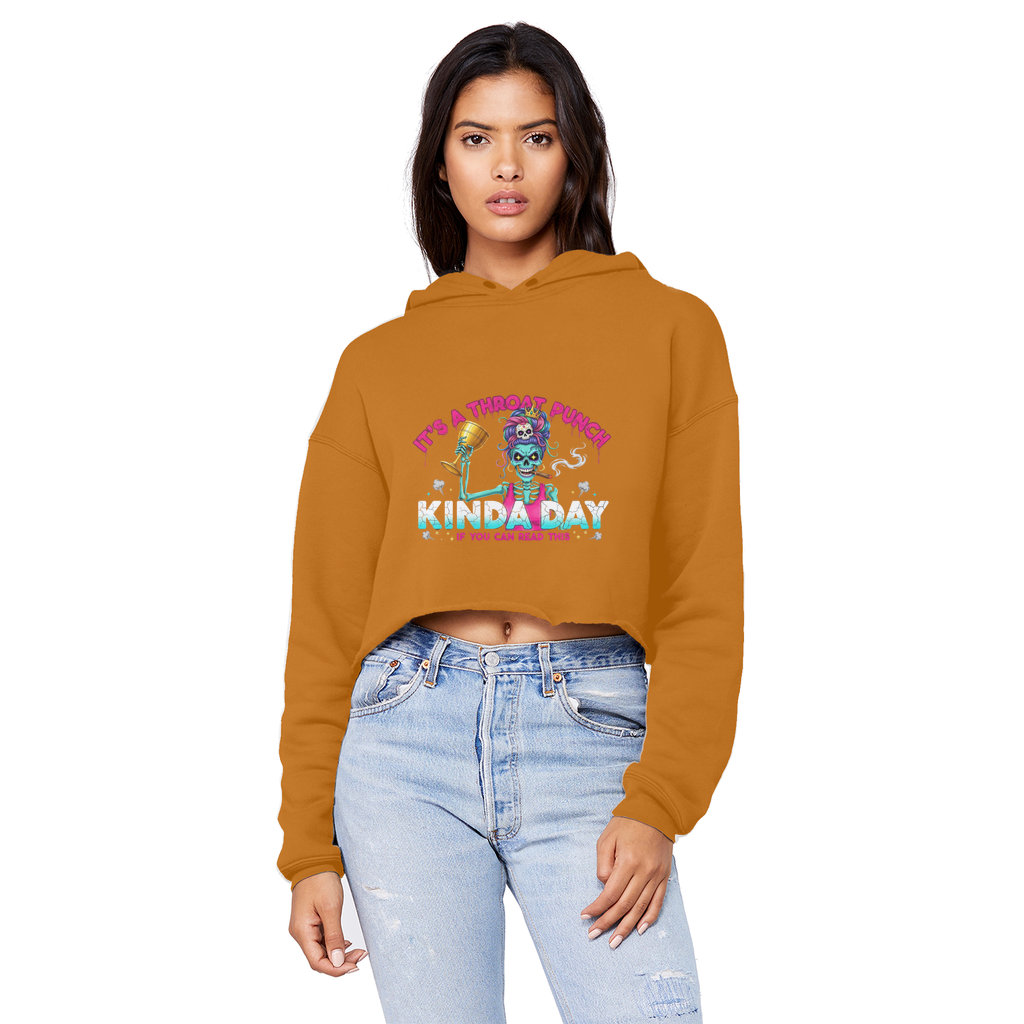 AOP Cropped Raw Edge Boyfriend Hoodie
