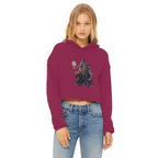 angry can man Ladies Cropped Raw Edge Hoodie