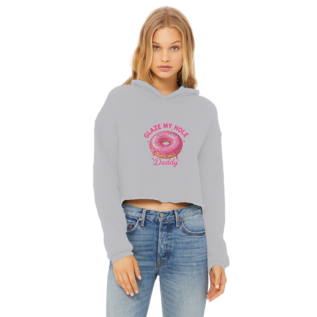 AOC Ladies Cropped Raw Edge Hoodie