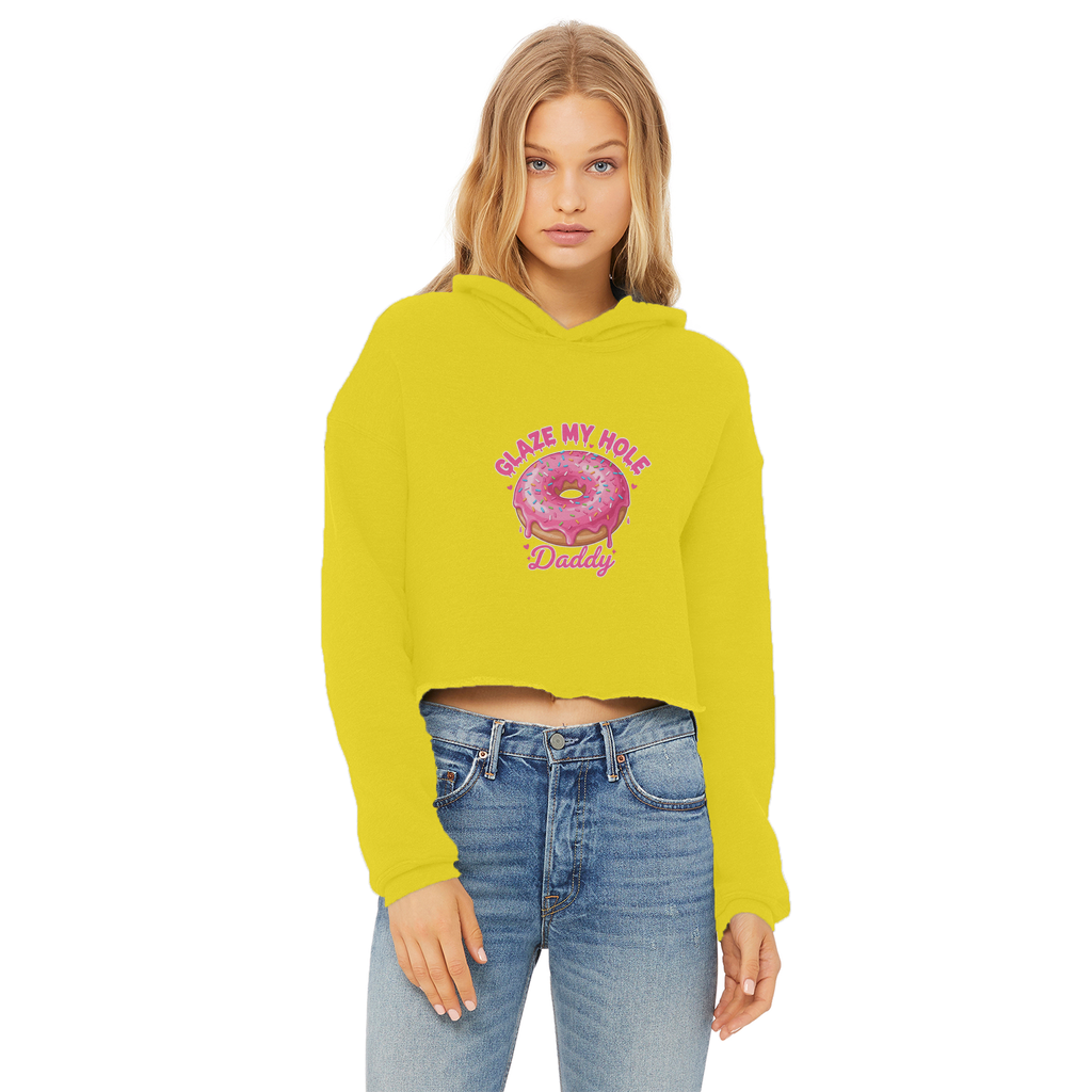 AOC Ladies Cropped Raw Edge Hoodie