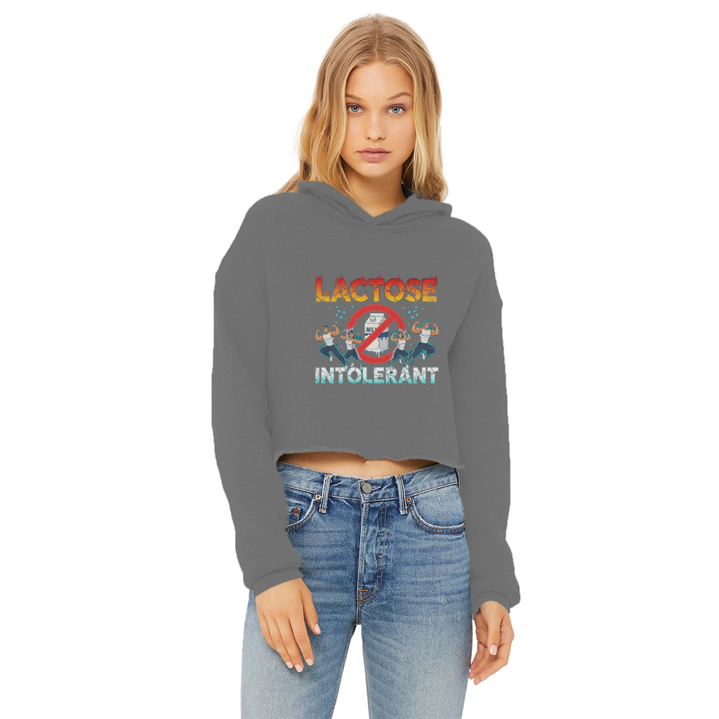 AOB Ladies Cropped Raw Edge Hoodie