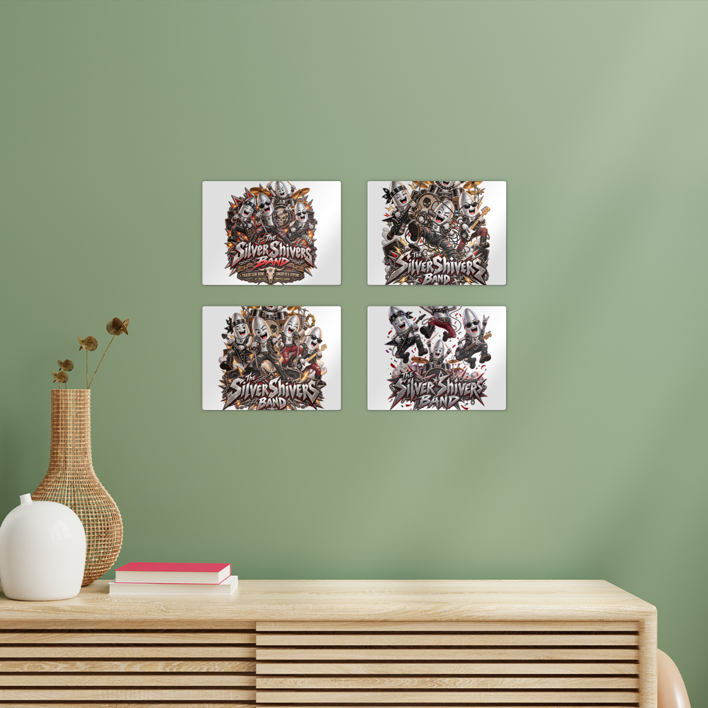 The Silver Shivers Band Rectangle Wall Tiles Set of 4