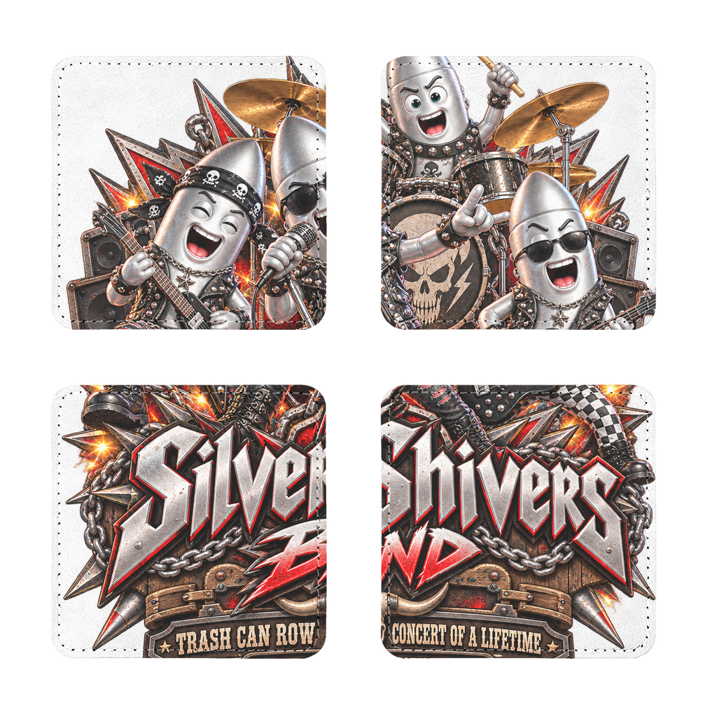 The Silver Shivers Band Sublimation Coasters Pack of Four