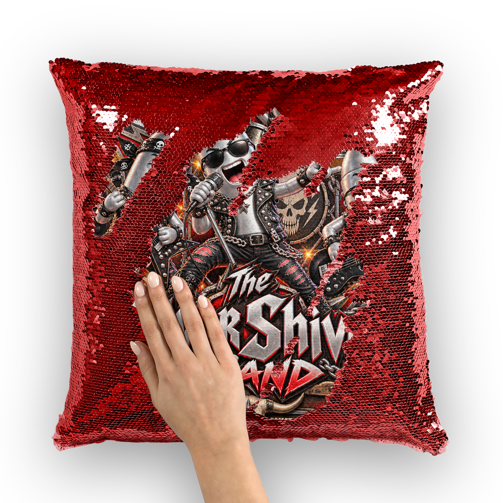 The Silver Shivers Band Sequin Cushion Cover