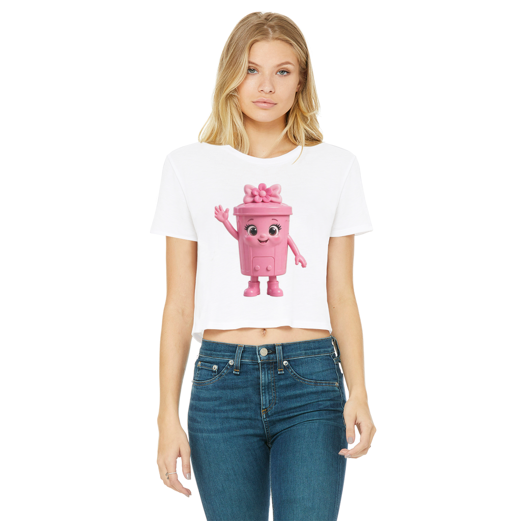 Trash Can Row – Classic Women's Cropped Raw Edge T-Shirt
