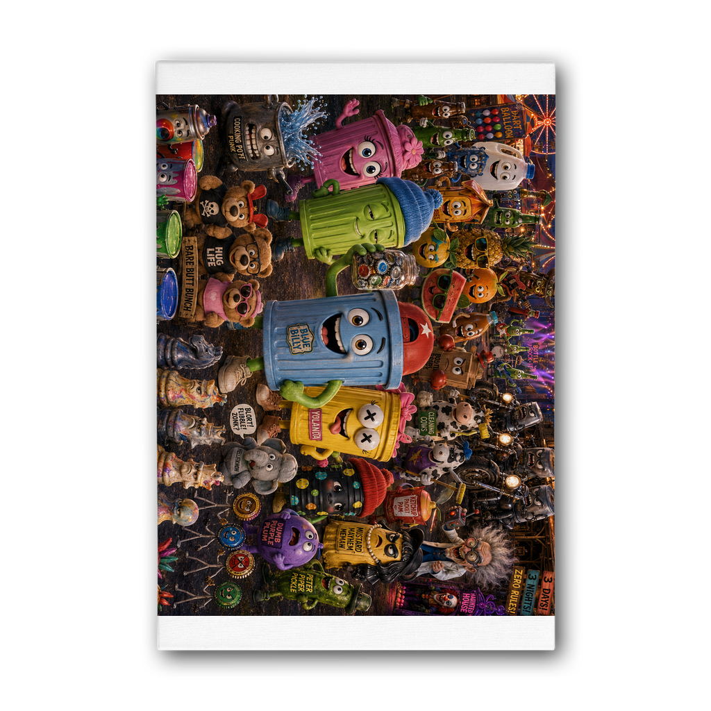 Trash Can Row: Concert for a Lifetime – Premium Stretched Canvas