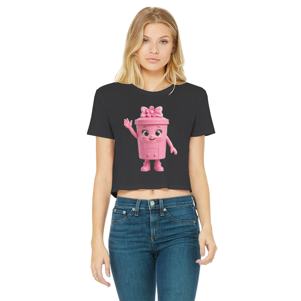 Trash Can Row – Classic Women's Cropped Raw Edge T-Shirt