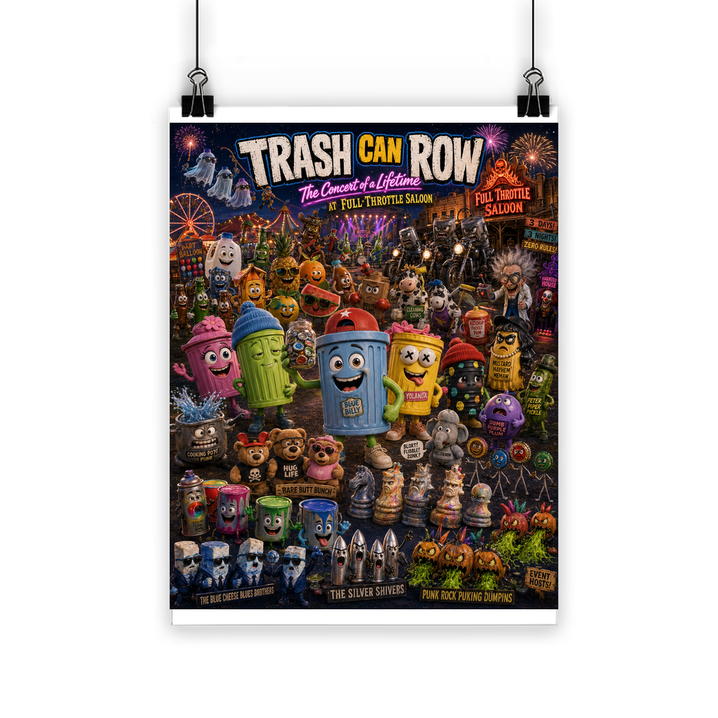 Trash Can Row CONCERT FOR A LIFETIME Classic Poster