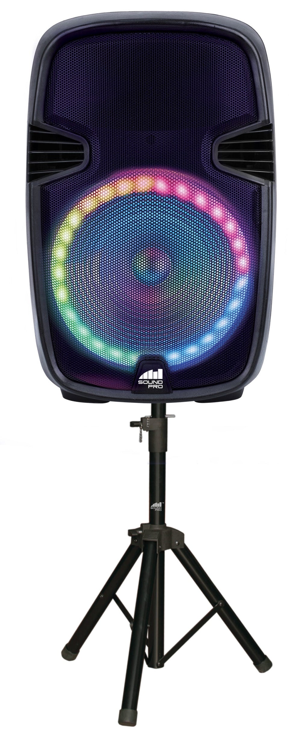 Naxa Portable 15” Bluetooth Party Speaker with Circular Multi-Color Disco Light (NDS-1521)