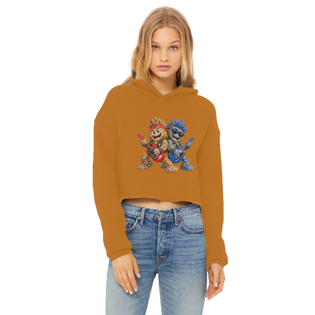 Falling Rocks COllection Ladies Cropped Raw Edge Hoodie