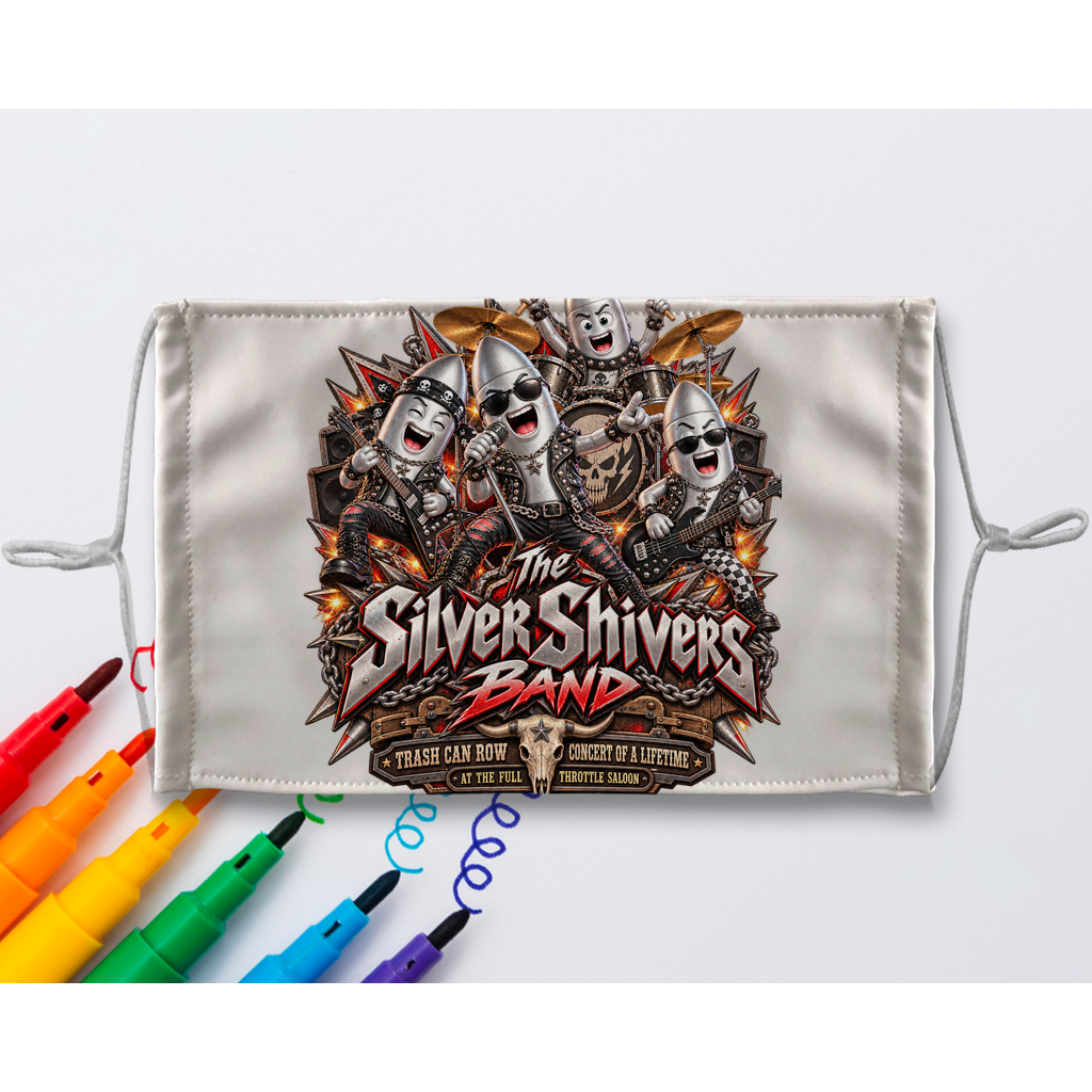 The Silver Shivers Band Sublimation Colouring Face Mask
