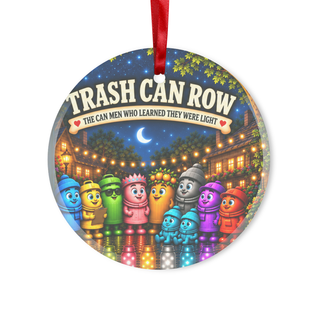 Trash Can Row – Glass Hanging Ornament