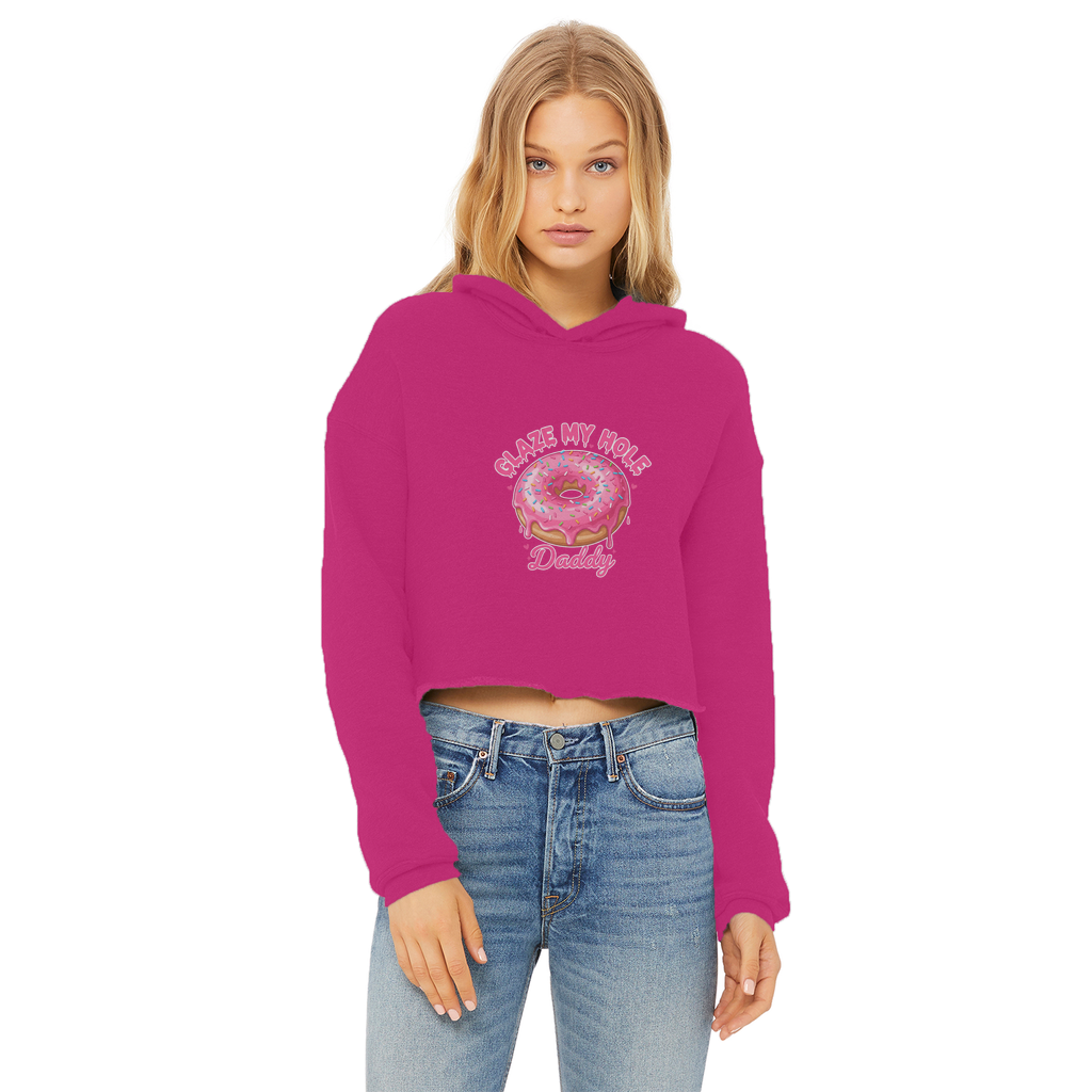 AOC Ladies Cropped Raw Edge Hoodie