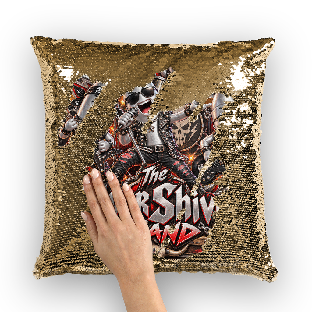 The Silver Shivers Band Sequin Cushion Cover