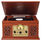 Victor State 7-in-1 Wood Music Center Mahogany - Refurbished