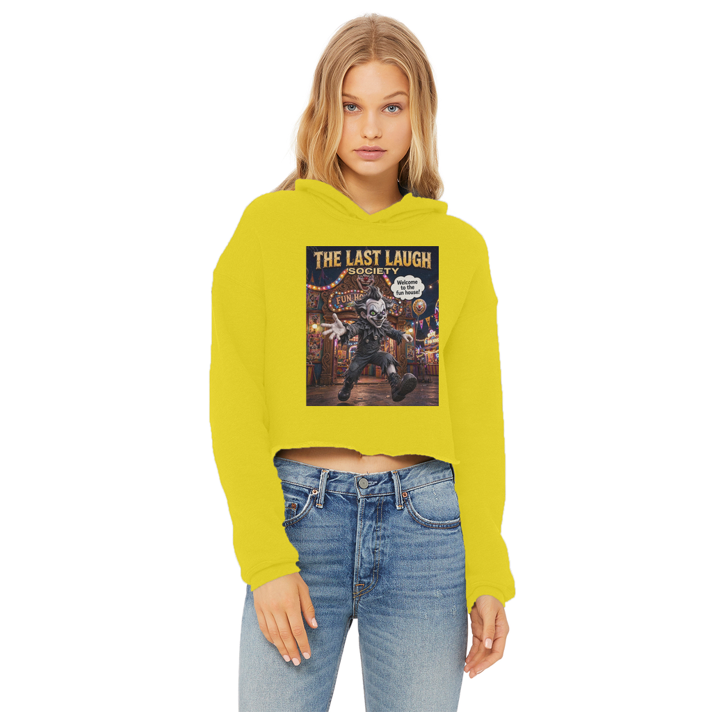 The Last Laugh Society Ladies Cropped Raw Edge Hoodie