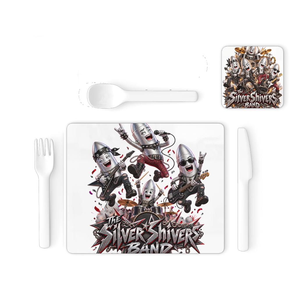 The Silver Shivers Band Single Placemat and Coaster Set