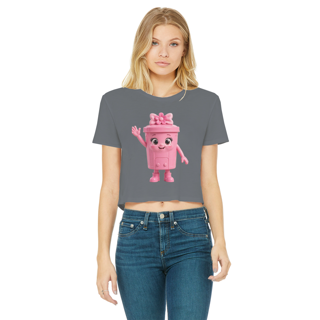Trash Can Row – Classic Women's Cropped Raw Edge T-Shirt