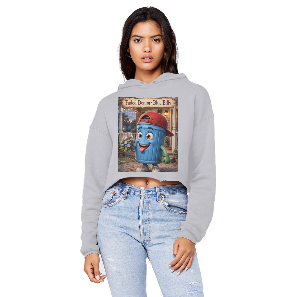 Trash Can Row – Cropped Raw Edge Boyfriend Hoodie