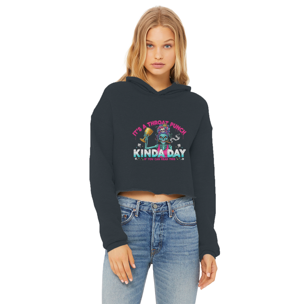 AOP Ladies Cropped Raw Edge Hoodie