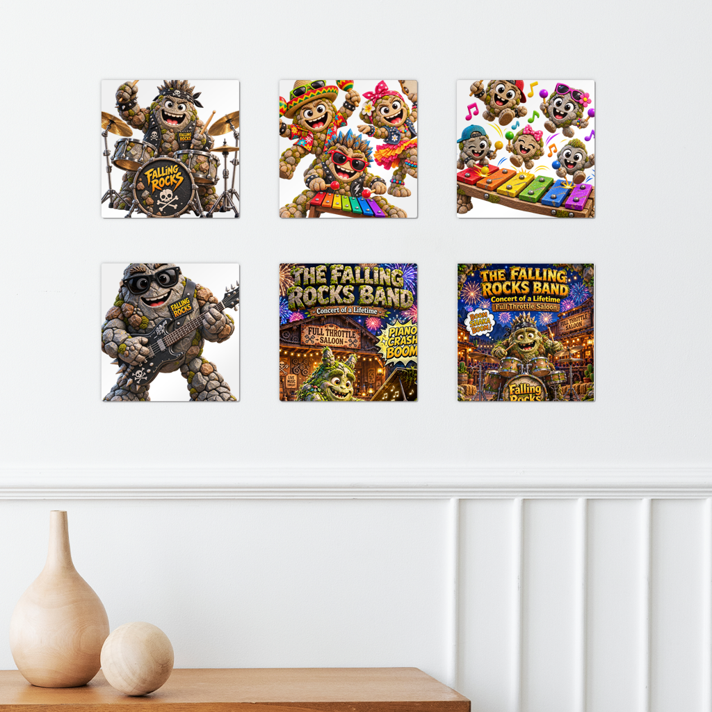 Falling Rocks Collection Square Wall Tiles Set of 6