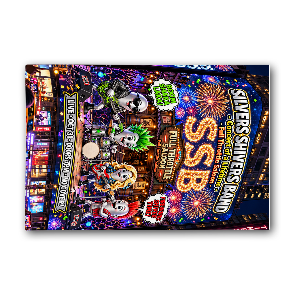 The Silver Shivers Band Premium Stretched Canvas