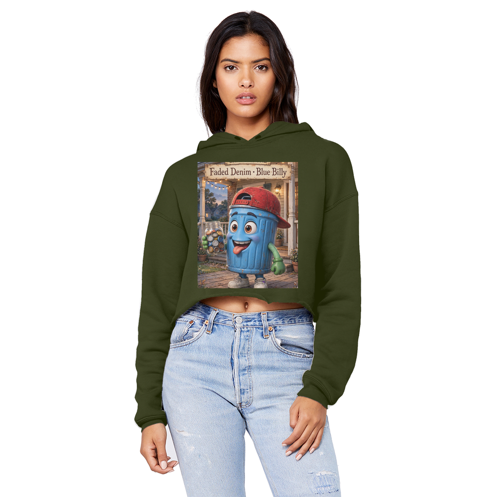 Trash Can Row – Cropped Raw Edge Boyfriend Hoodie
