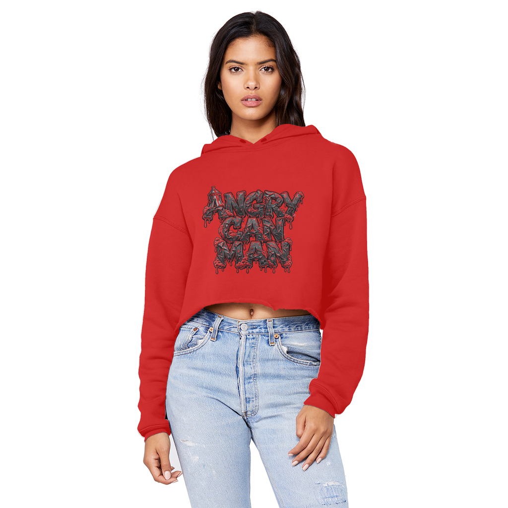 ANGRY CAN MAN 2.0 Cropped Raw Edge Boyfriend Hoodie