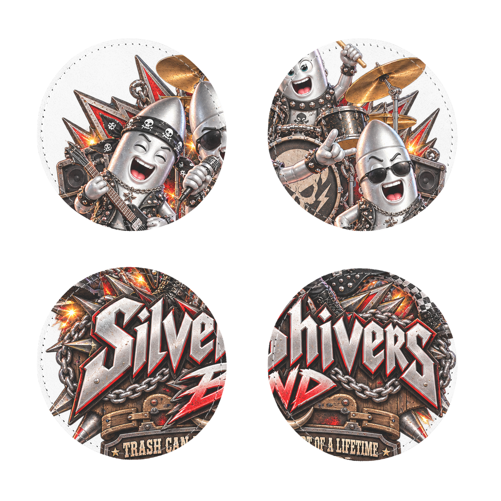 The Silver Shivers Band Sublimation Coasters Pack of Four