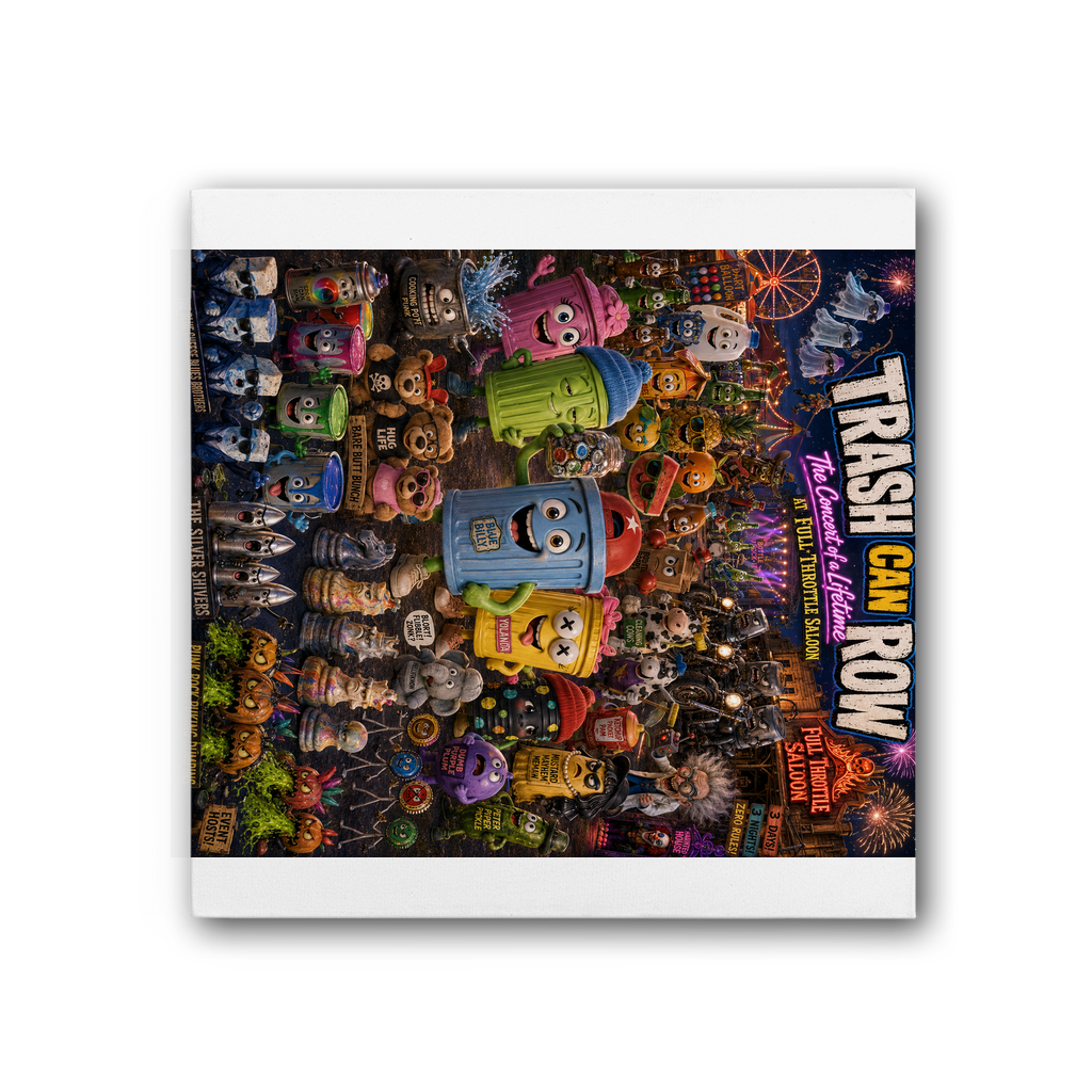 Trash Can Row: Concert for a Lifetime – Premium Stretched Canvas