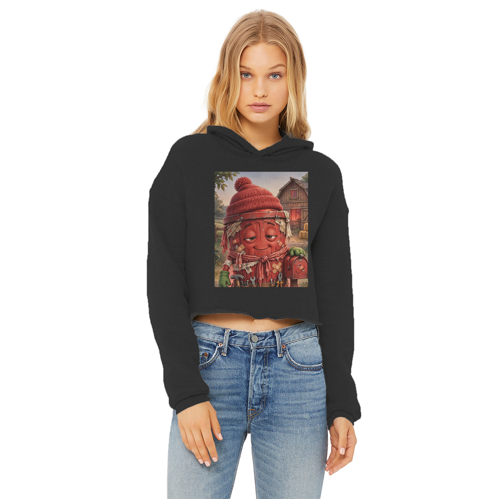Trash Can Row – Ladies Cropped Raw Edge Hoodie