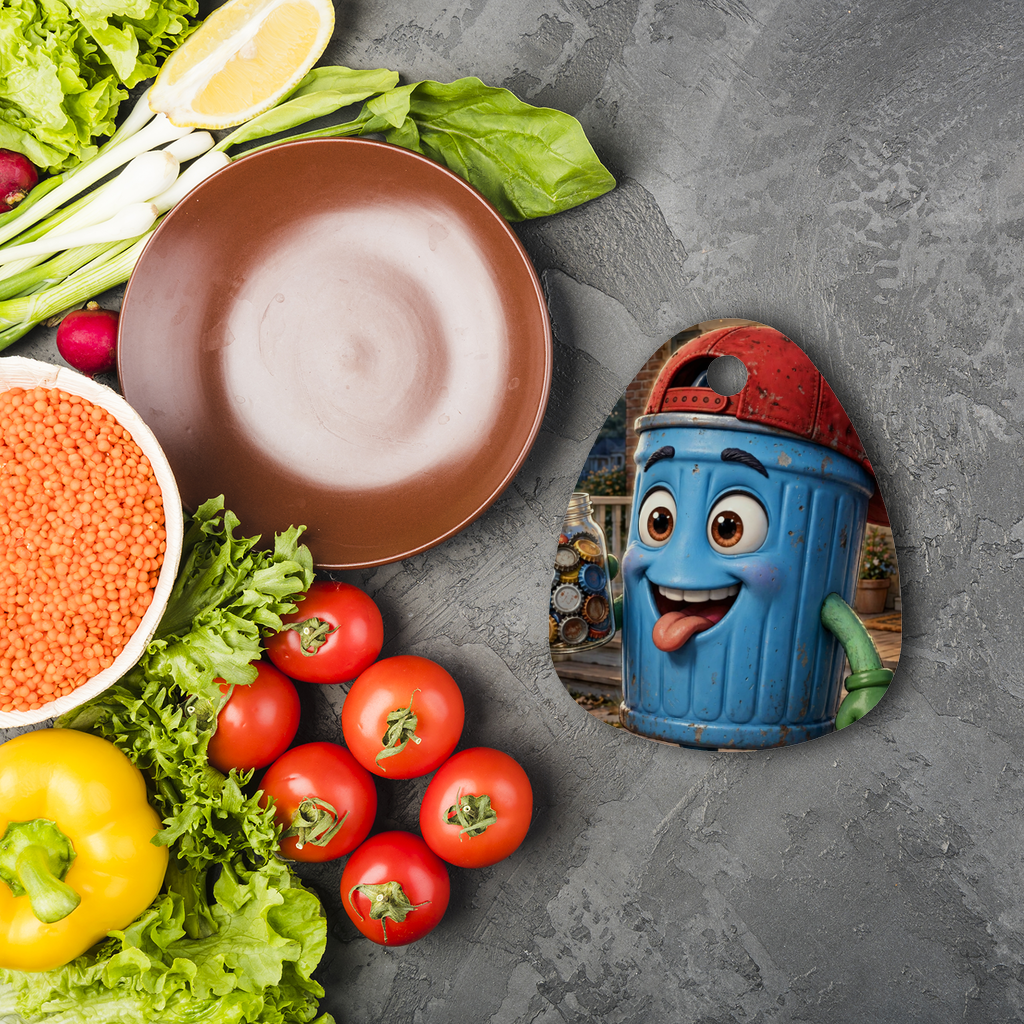 Trash Can Row Sublimation Glass Cutting Board