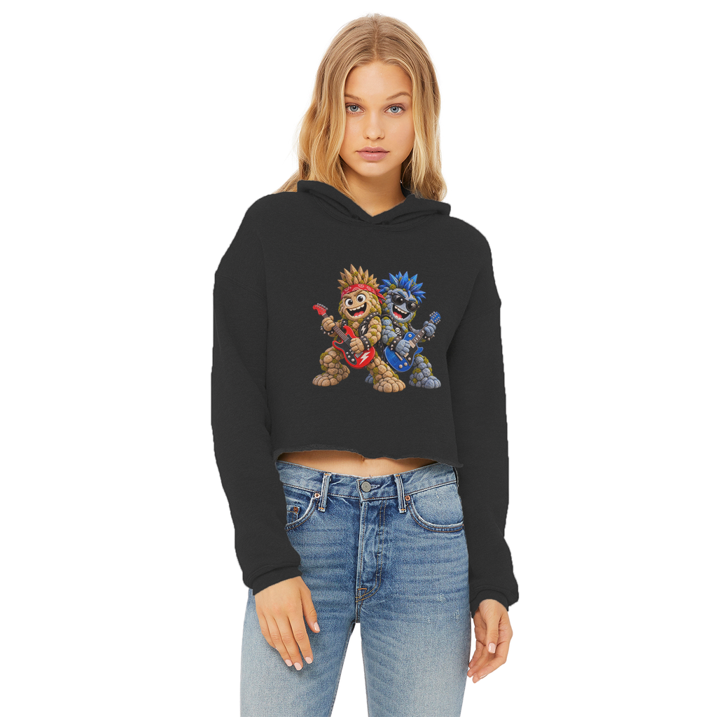 Falling Rocks COllection Ladies Cropped Raw Edge Hoodie